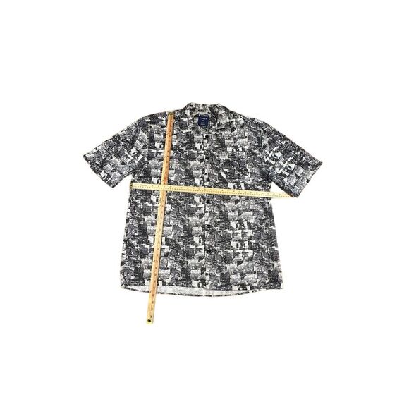 Trust XXL Abstract Print Short Sleeve Button-Up Shirt Linen Blend Casual - Picture 3 of 6